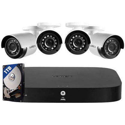 Lorex HD Security Camera System w/ 1TB DVR – 8 Channel Home Security System w/ 4 Analog Metal Bullet Cameras – Smart Motion Detection, Long Range IR Night Vision, Weatherproof Surveillance