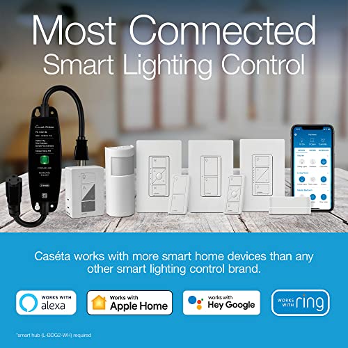 Lutron Caseta Smart Home Dimmer Switch and Pico Remote Kit, Works with Alexa, Apple Home, Ring, Google Assistant (Smart Hub Required) | P-PKG1WB-WH | White