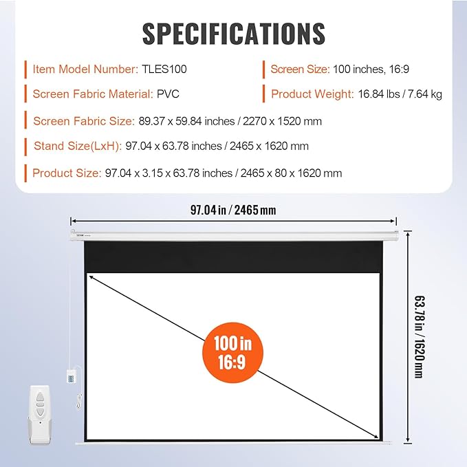 VEVOR Manual Pull Down Projector Screen