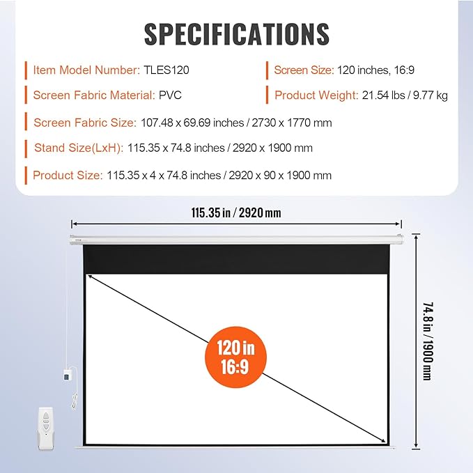 VEVOR Manual Pull Down Projector Screen