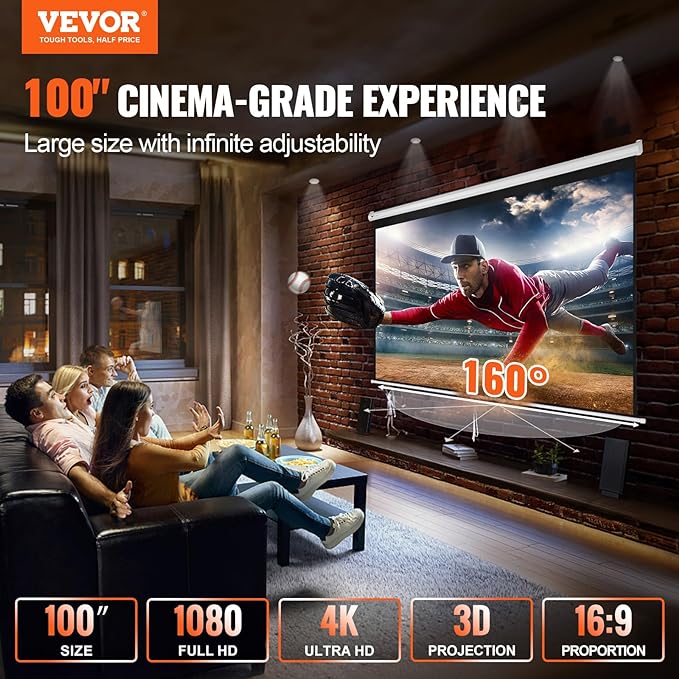 VEVOR Manual Pull Down Projector Screen